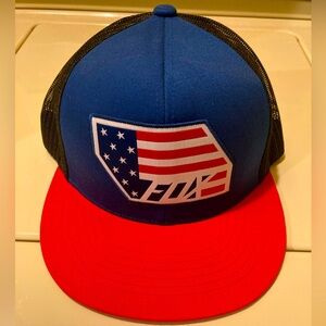 Fox Racing SnapBack Trucker’s Hat Baseball Cap - American Flag Logo Motocross